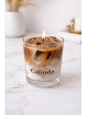 Ice Karamel Latte Tasarımlı Kokulu Mum - Soya Wax & Jel Mum