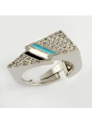 Zero Land Storozde Şimşek Taşlı Yüzük-Gümüş Rengi