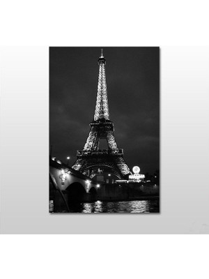 Technopa Eyfel Kulesi Gece Kanvas Tablo - 80X40