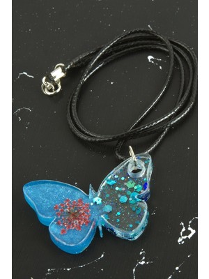 Zero Land Storozde Sultan Otu Kelebek Epoksi Kolye-Mavi