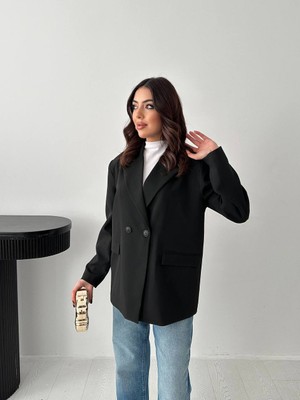 Lokadi Kadın Kruvaze Oversize Blazer Ceket