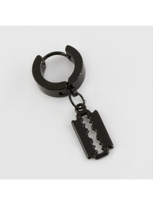 Zero Land Storozde Jilet Figürlü Çelik Erkek Küpe 1 Adet-Siyah