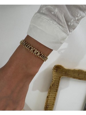 Marsel Özel Seri 14K Mini Dorika Şerit Xp Gold Bileklik