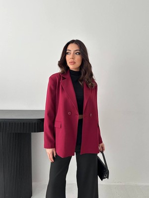 Lokadi Kadın Kruvaze Oversize Blazer Ceket