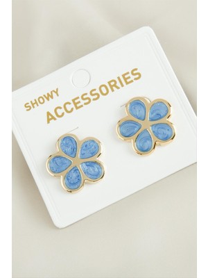 Zero Land Storozde Papatya Yeni Sezon Mineli Küpe-Açık Mavi