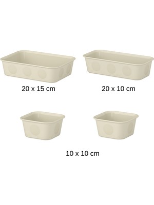 Ikea Nojig Kutu Seti, Bej Renk, 4'lü, (1 Adet 15X20X5CM, 1 Adet 10X20X5CM, 2 Adet 10X10X5CM)