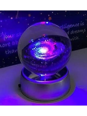 Eser Ticarett 3D Kristal Küre LED Gece Lambası – Galaksi Uzay Desenli – Dekoratif Masa Lambası, Ortam Aydınlatması