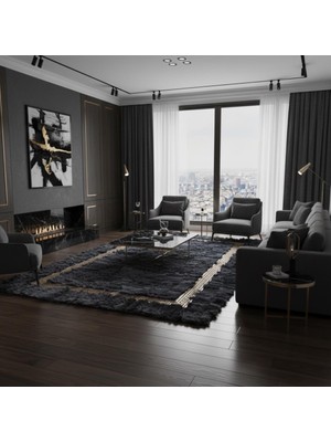 Gri Toscana Kürk Halı – Modern ve Yumuşak Dokulu Tasarım