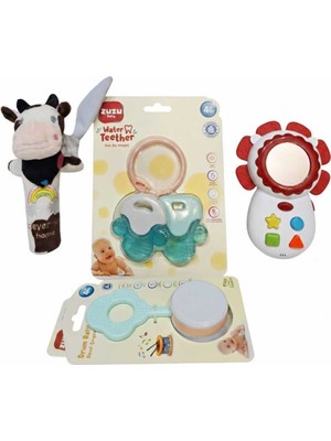 Toyaso Inek Vık Vık & 2li Diş Kaşıyıcı & Ilk Telefonum & Çıngırak Davul Kartela Bebek Seti Yenidoğan