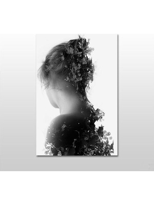 Technopa Çiçek Ve Kadın Kanvas Tablo - 120X60
