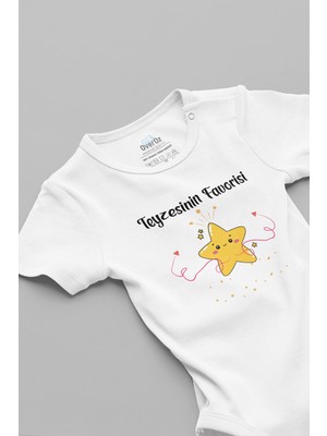 Overoz Teyzesinin Yeni Favorisi Yazılı Kısa Kollu Beyaz Bebek Body Zıbın 5618