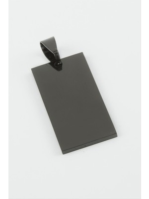Zero Land Storozde Dikdörtgen Isim Yazılabilir Çelik Kolye Ucu 1,6x3,5 Cm-Siyah