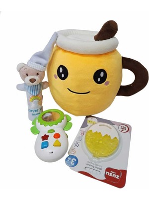 Toyaso Peluş Bardak & Ayıcık Vık Vık & Sulu Diş Kaşıyıcı & Ilk Telefonum Bebek Seti Yenidoğan Hediye