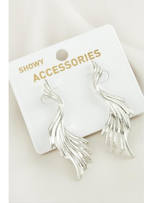 Zero Land Storozde Kanat Yeni Sezon Metal Küpe-Gümüş Rengi