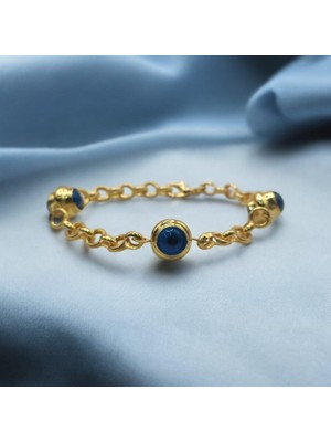 Papatya Silver 925 Ayar 3 Nazar Gözlü Doç Zincir Bileklik.rose.gold.rodaj