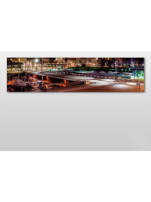 Technopa Işıklı Şehir Kanvas Tablo - 90x30cm
