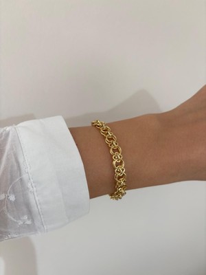 Marsel Özel Seri Çift Sıra Yuvarlak 14K Xp Gold Bileklik