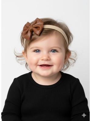 Masal Dünyası Bursa Kız Bebekler Için Lüks Deri Fiyonk Saç Bandı - 3 Farklı Renk Seçeneği
