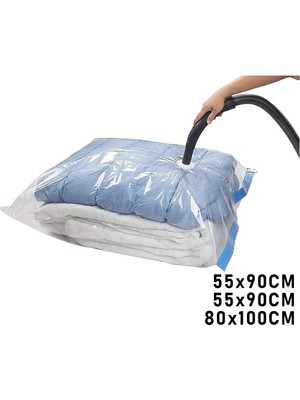 Esranın Dünyası 3lü Set  Vakumlu  Poşet  Hurç 2 Adet Xl= 55X90CM + 1ADET Xxl= 80X100CM  %75 Yer Tasarrufu (4887)