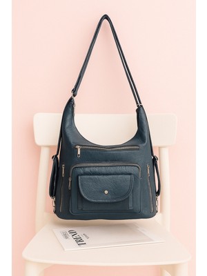 Çantam Gelsin Yeni Kapaklı Model Kaliteli Yumuşak Deri Çok Bölmeli Büyük Boy Sırt ve Omuz Çantası