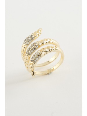 Zero Land Storozde Yılan Taşlı Yüzük-Gümüş Rengi