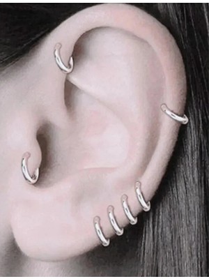Jaida Moda Unisex Halka Tragus Helix Çelik Küpe – 8 mm | 2 mm Kalınlık