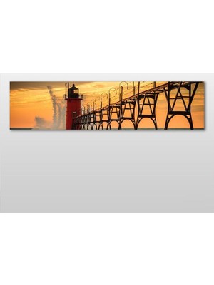 Technopa Deniz Feneri İskele Kanvas Tablo - 240x80cm