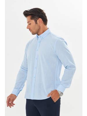 Regular Fit Flam Keten Gömlek