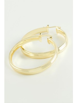 Zero Land Storozde Çizgili Halka Küpe 4,5 Cm-Sarı