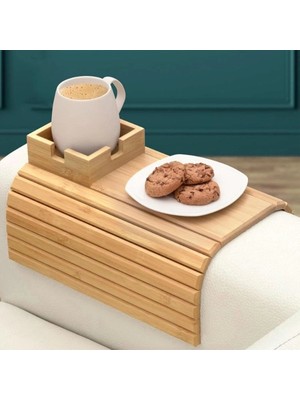 Katlanabilir Ahşap Koltuk Yanı Kanepe Tepsisi