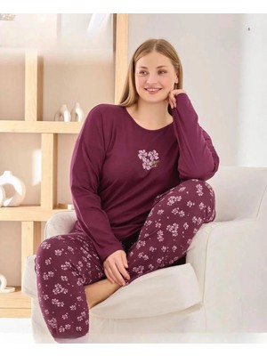 Pijamoni Sofya Büyük Beden Uzun Kollu Pijama Takımı 8720