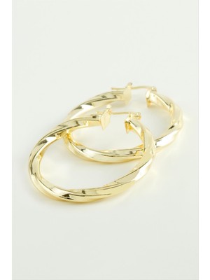 Zero Land Storozde Burgulu Halka Küpe 4,5 Cm-Sarı