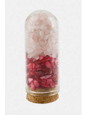 Zero Land Storozde Pembe Kuvars Akik Taşı Cam Şişe Biblo-Pembe