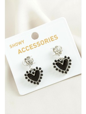 Zero Land Storozde Kalp Trend Metal Küpe-Gümüş Rengi