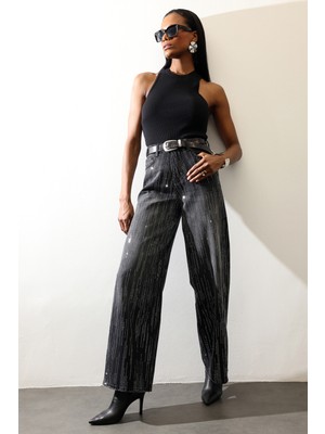 5in1Canpolat Koyu Füme Taşlı Düz Kesim Jean