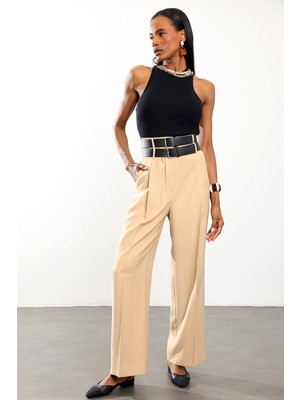 5in1Canpolat Bej Çift Kemerli Rahat Kesim Pantolon 1450
