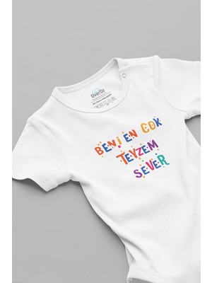 Overoz Beni En Çok Teyzem Sever Baskılı Kısa Kollu Beyaz Bebek Body 5619