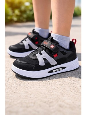 Maxsis Erkek Çocuk Spor Ayakkabı Siyah Füme Kırmızı MAXSİS Günlük Spor Ayakkabı