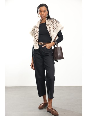 5in1Canpolat Siyah Kemerli Baggy Jean 3010