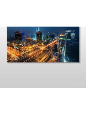 Technopa Işıklı Şehir Kanvas Tablo - 120x60cm