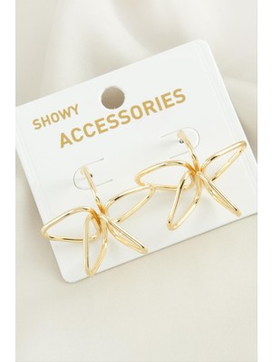 Zero Land Storozde Çiçek Oval Metal Küpe-Gümüş Rengi