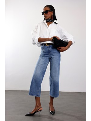 5in1Canpolat Mavi Yüksek Bel Culotte Jean