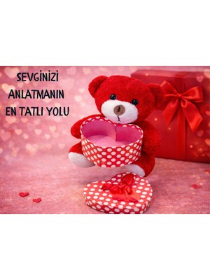 Kırmızı Kalp Kutulu Peluş Ayı – Romantik ve Anlamlı Hediye