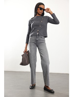 5in1Canpolat Füme Yüksek Bel Düz Kesim Jean 1005