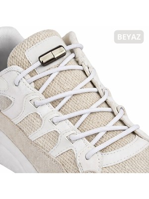 Vidalı Kilitli Akıllı Yuvarlak Bağcık, Esnek Elastik Pratik  Ayakkabı Bağcığı 100CM, 1 Çift