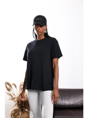 5in1Canpolat Siyah Bisiklet Yaka Oversize Tişört 4031