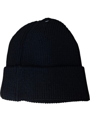 Spteks Suyutti Unisex Yetişkin Siyah Renk Triko Astarlı Kışlık Örme Soft Bere