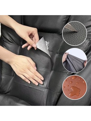 Oto Aksesuarcım Kendinden Yapışkanlı Su Geçirmez Pu Deri Koltuk Araç Koltuğu Tamir Yama Bandı 50X100CM Siyah