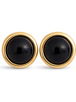 Venüs Design Kadınlar İçin Siyah Renk Çelik Dupa Küpe Modern Çivi Modeli