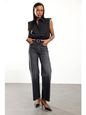 5in1Canpolat Koyu Füme Yüksek Bel Wide Leg Jean
